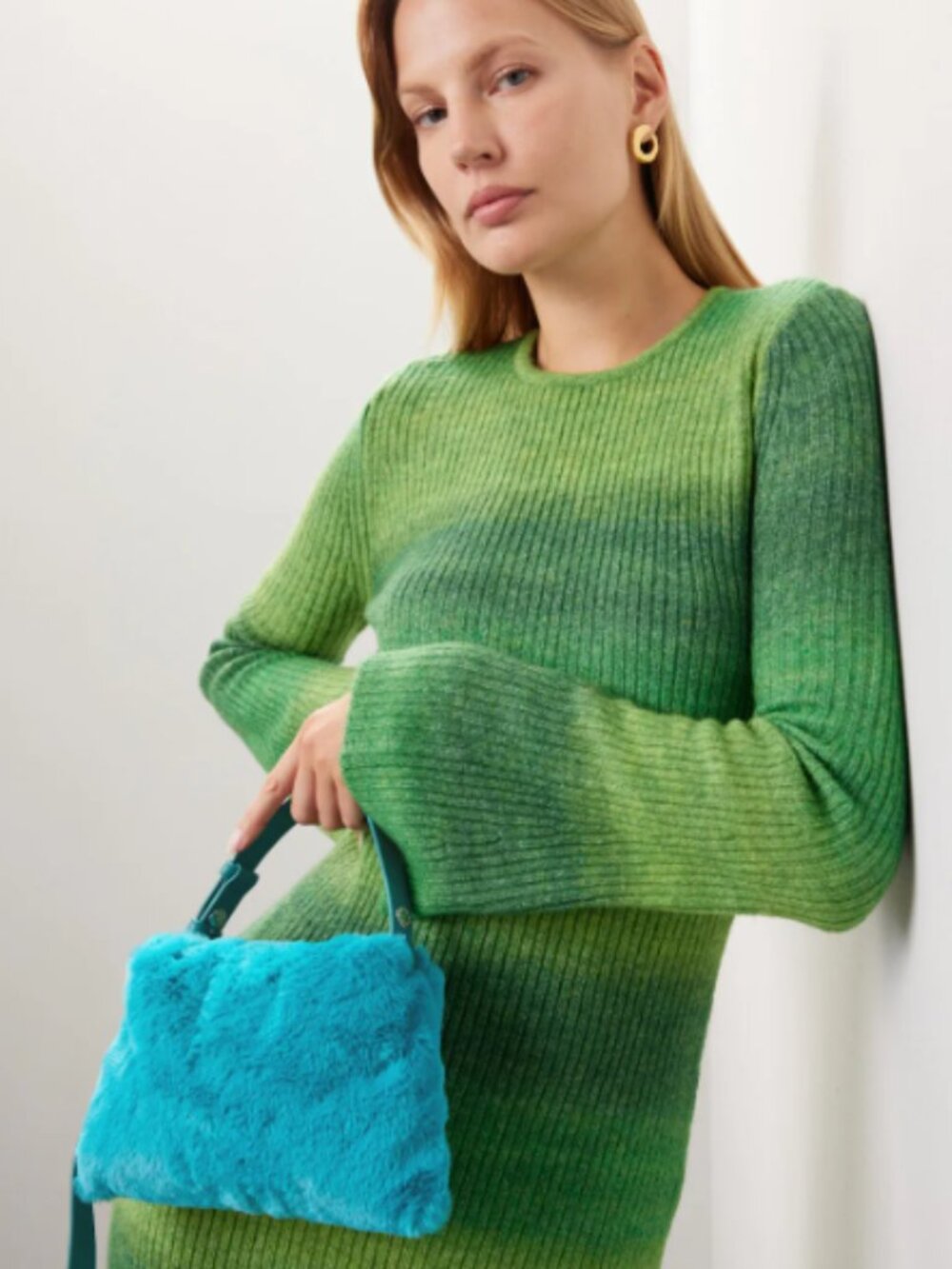 Simon Miller Accessories Women's Mini Puffin Blue Faux Fur Bag